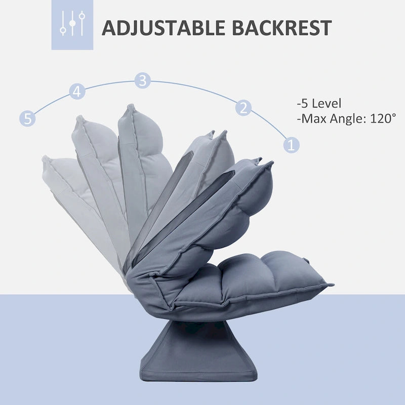 Sedia Girevole da Terra con Supporto Lombare, Sedia da Gaming Regolabile in Microfibra per Leggere, Rilassarsi, Meditare, Grigio