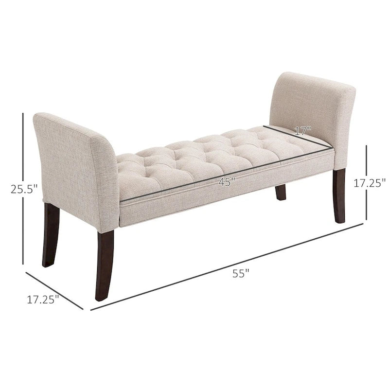 Panca fondo letto con design trapuntato a bottoni, panca imbottita per ingresso