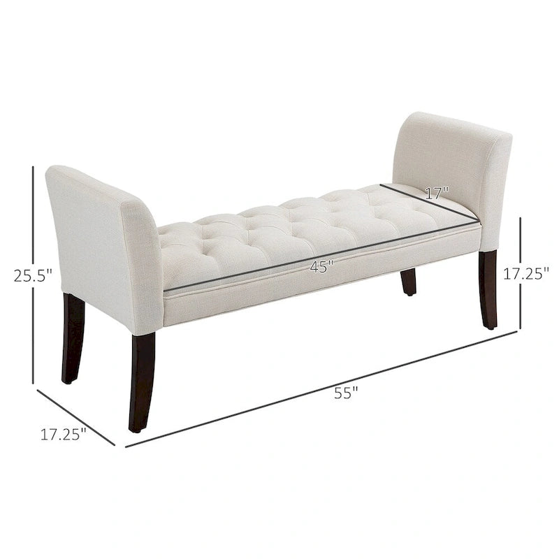 Panca fondo letto con design trapuntato a bottoni, panca imbottita per ingresso