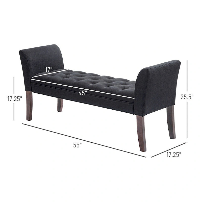 Panca fondo letto con design trapuntato a bottoni, panca imbottita per ingresso