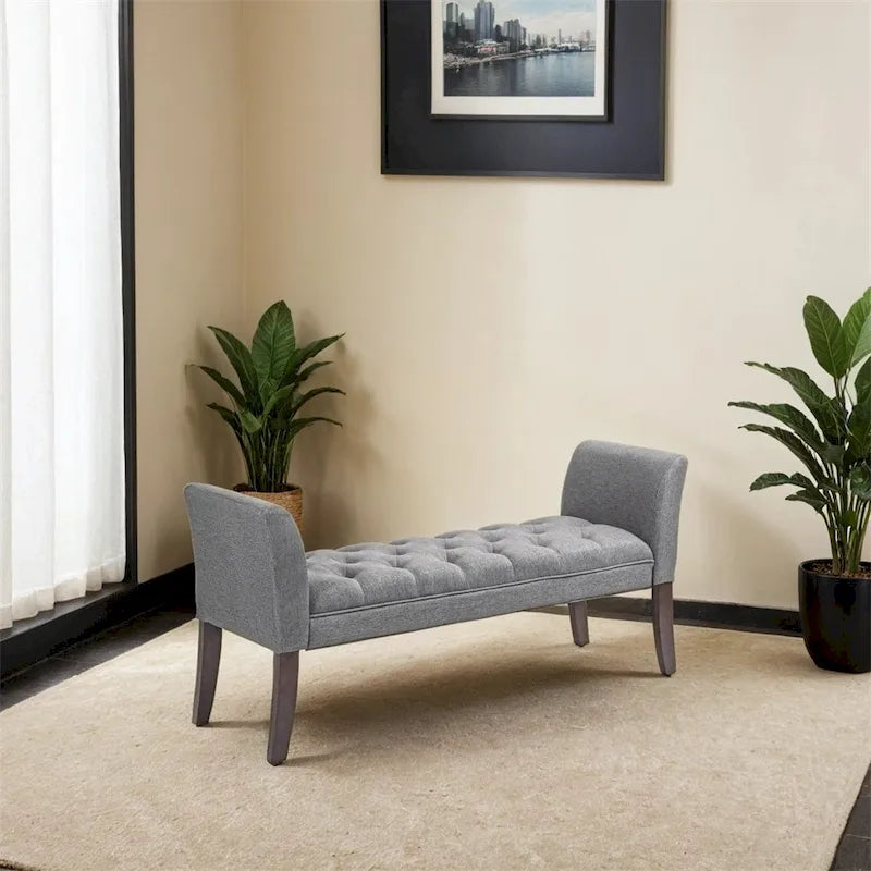 Panca fondo letto con design trapuntato a bottoni, panca imbottita per ingresso