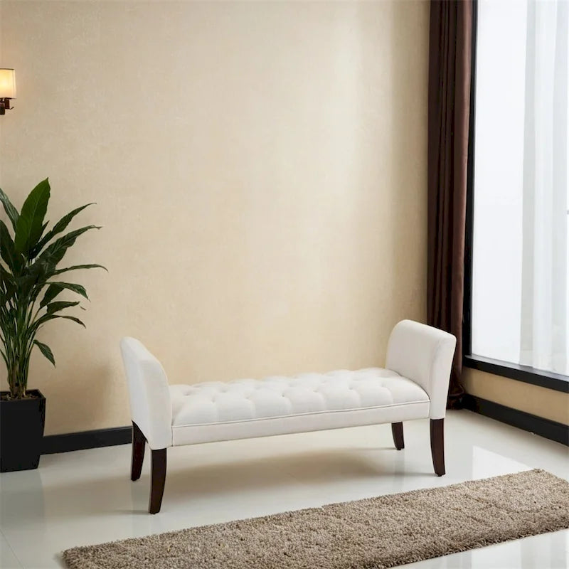 Panca fondo letto con design trapuntato a bottoni, panca imbottita per ingresso