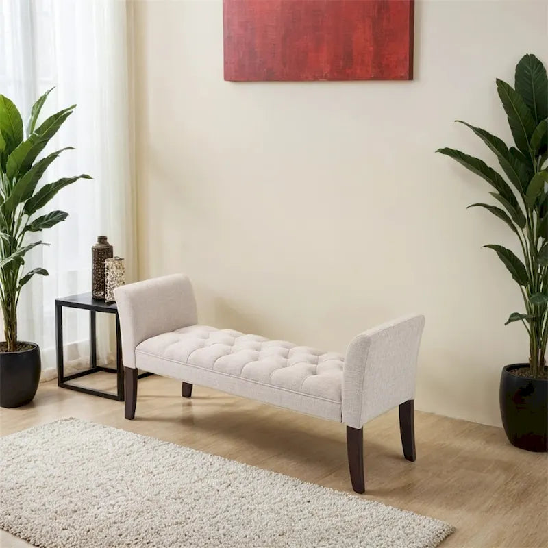 Panca fondo letto con design trapuntato a bottoni, panca imbottita per ingresso