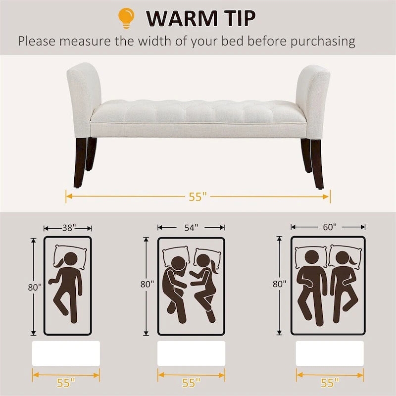 Panca fondo letto con design trapuntato a bottoni, panca imbottita per ingresso
