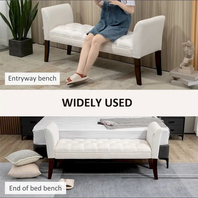 Panca fondo letto con design trapuntato a bottoni, panca imbottita per ingresso