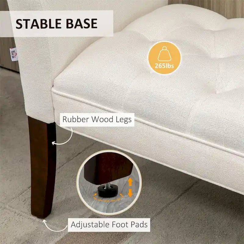 Panca fondo letto con design trapuntato a bottoni, panca imbottita per ingresso