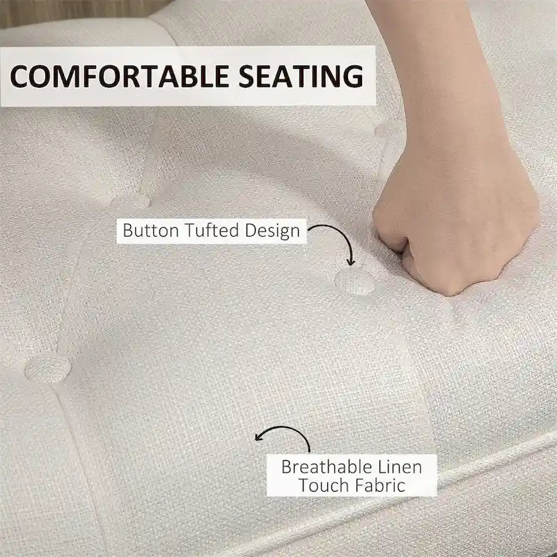 Panca fondo letto con design trapuntato a bottoni, panca imbottita per ingresso