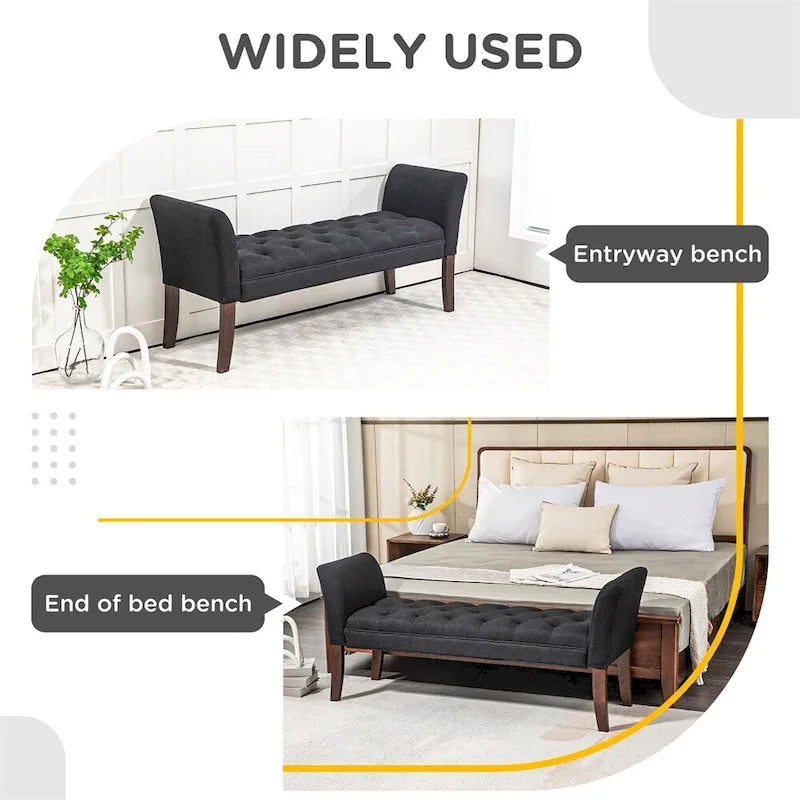 Panca fondo letto con design trapuntato a bottoni, panca imbottita per ingresso