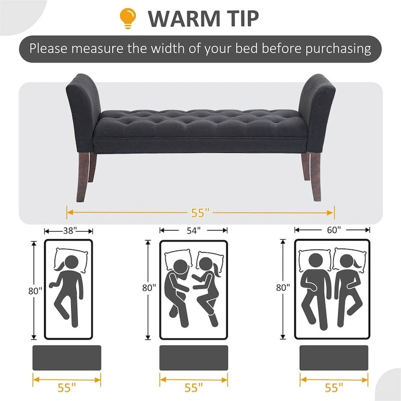 Panca fondo letto con design trapuntato a bottoni, panca imbottita per ingresso