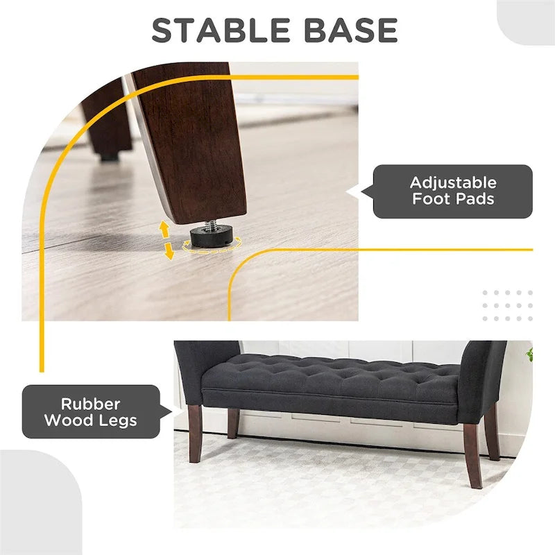 Panca fondo letto con design trapuntato a bottoni, panca imbottita per ingresso