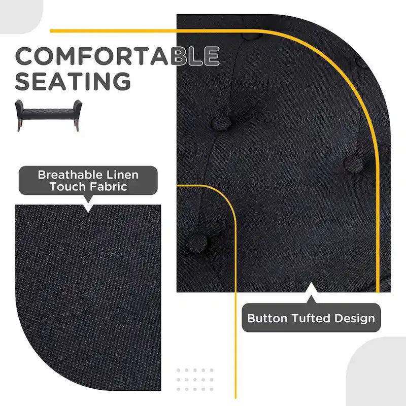 Panca fondo letto con design trapuntato a bottoni, panca imbottita per ingresso