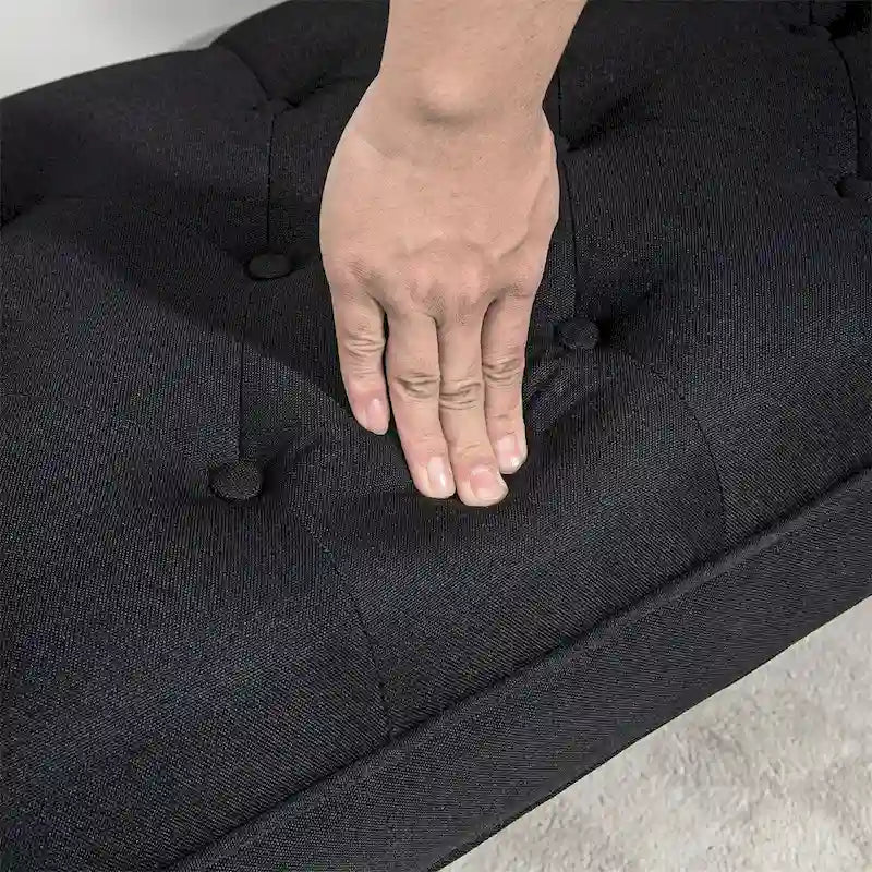 Panca fondo letto con design trapuntato a bottoni, panca imbottita per ingresso