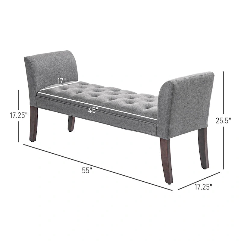 Panca fondo letto con design trapuntato a bottoni, panca imbottita per ingresso