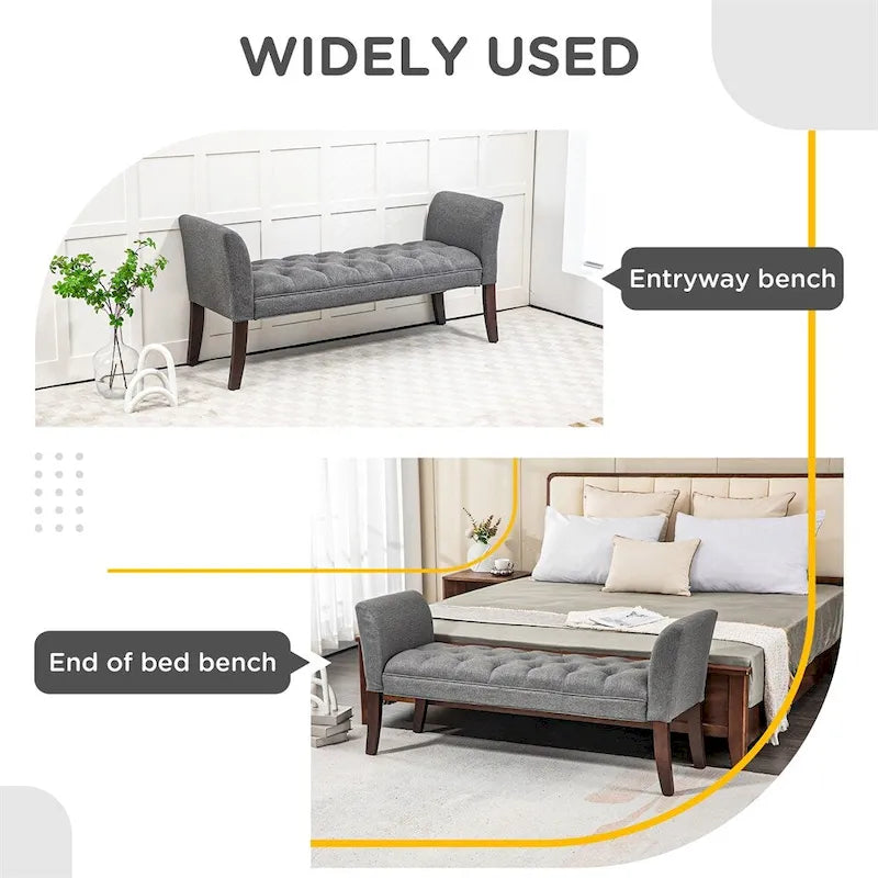 Panca fondo letto con design trapuntato a bottoni, panca imbottita per ingresso