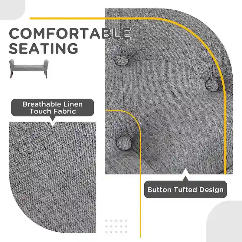 Panca fondo letto con design trapuntato a bottoni, panca imbottita per ingresso