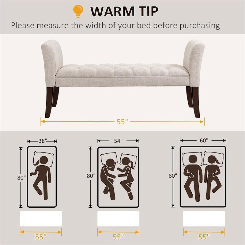 Panca fondo letto con design trapuntato a bottoni, panca imbottita per ingresso