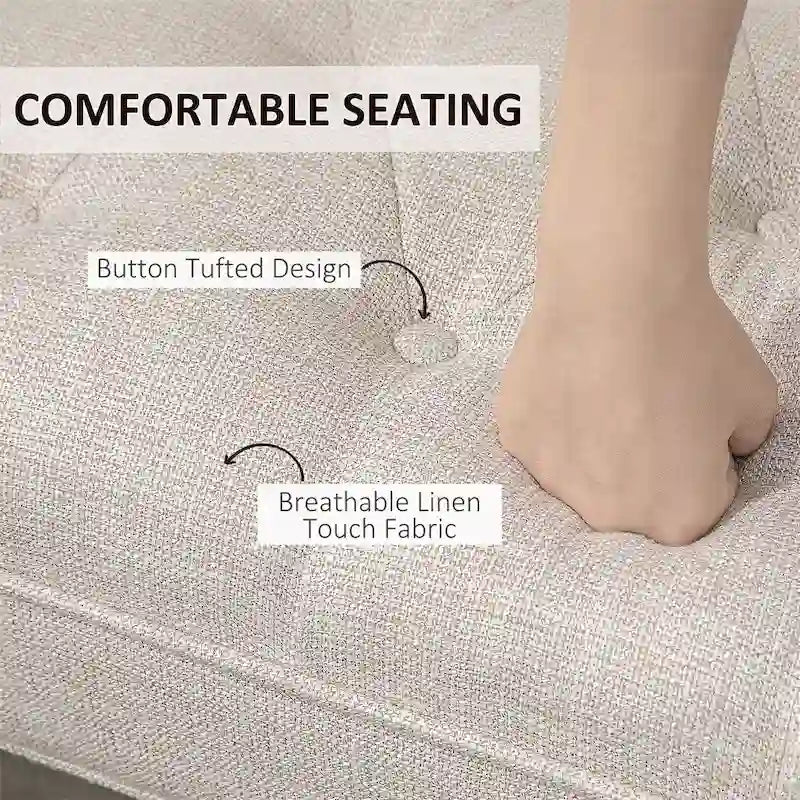 Panca fondo letto con design trapuntato a bottoni, panca imbottita per ingresso