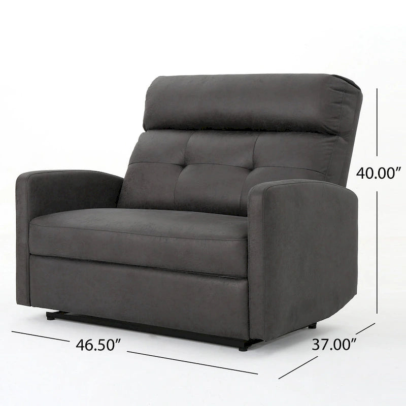 Poltrona reclinabile elettrica, seduta larga oversize, microfibra trapuntata grigio ardesia