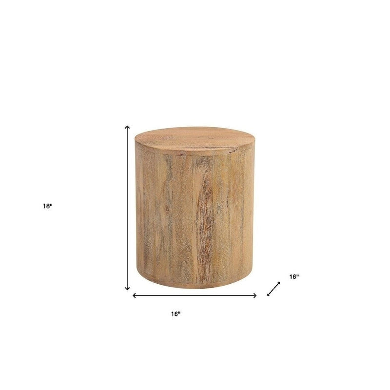 Tavolino rotondo in legno massello naturale da 18 pollici, 16 larghezza x 18 altezza x 16 profondità