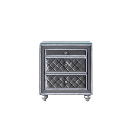 1pc Glam 3-Drawer Nightstand Velvet