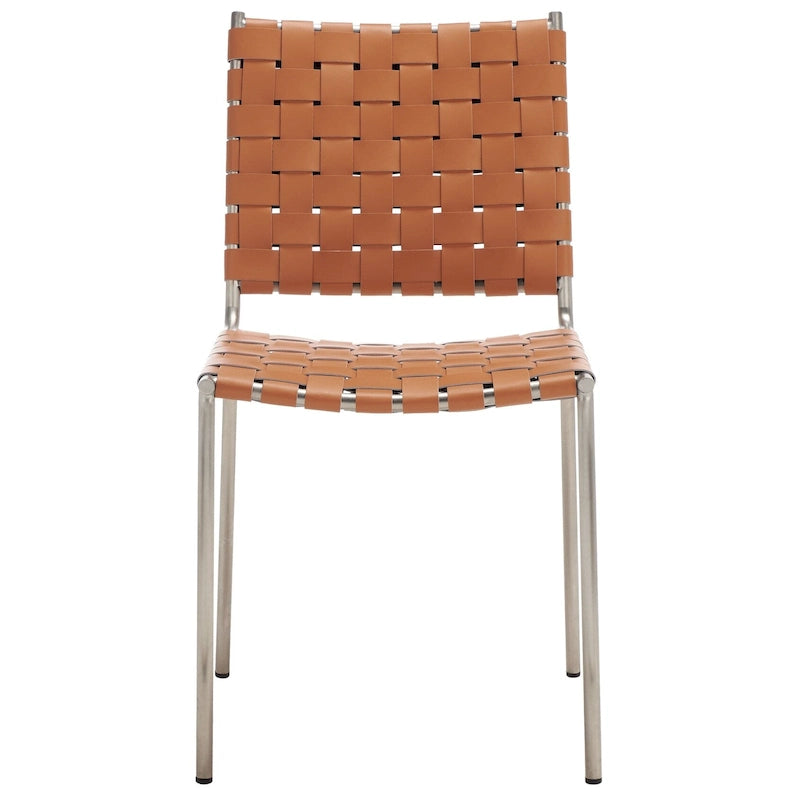 Set di 2 sedie da pranzo in pelle intrecciata, 43.2L x 52.1P x 85.9A cm