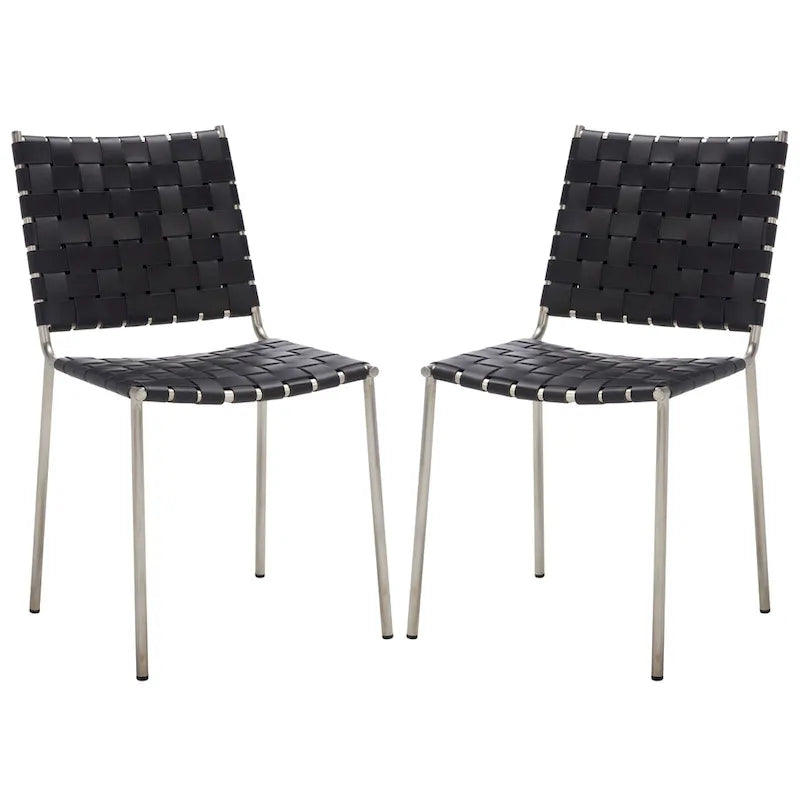 Set di 2 sedie da pranzo in pelle intrecciata, 43.2L x 52.1P x 85.9A cm
