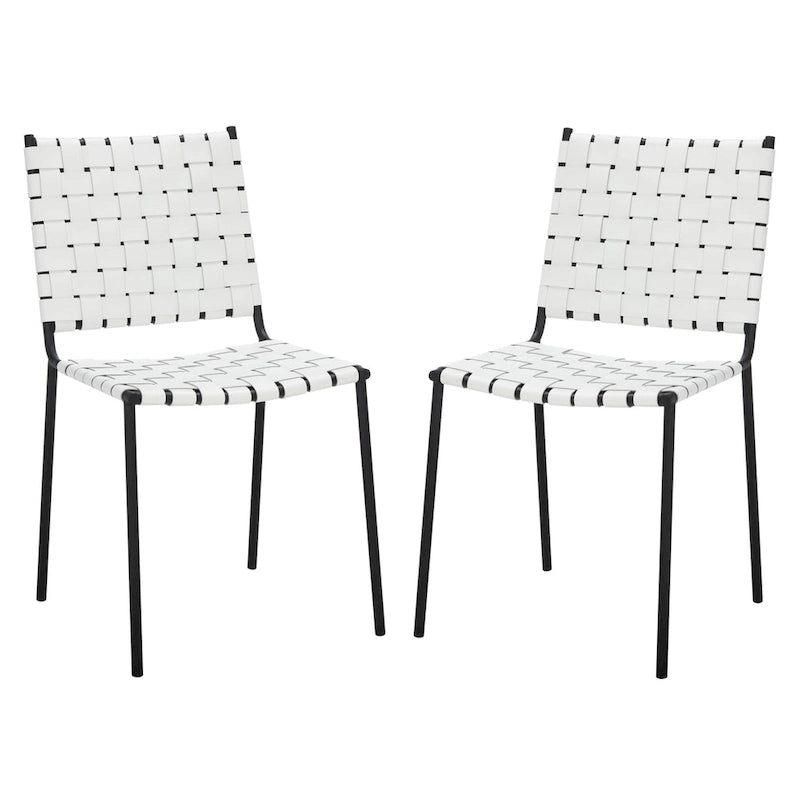 Set di 2 sedie da pranzo in pelle intrecciata, 43.2L x 52.1P x 85.9A cm