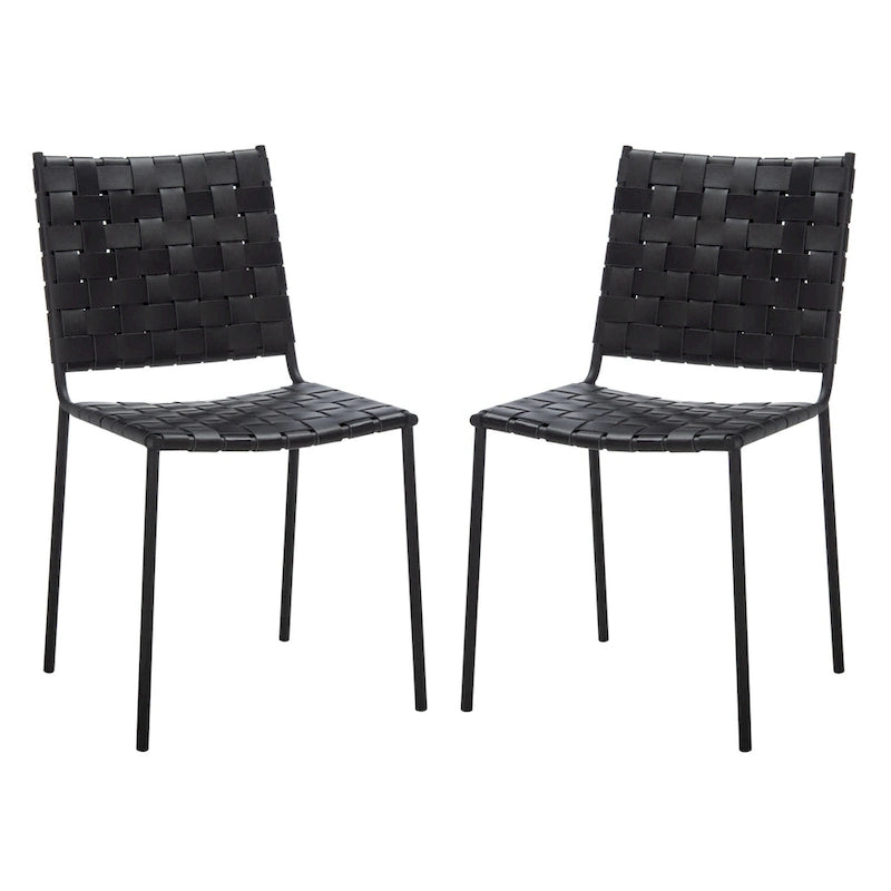 Set di 2 sedie da pranzo in pelle intrecciata, 43.2L x 52.1P x 85.9A cm