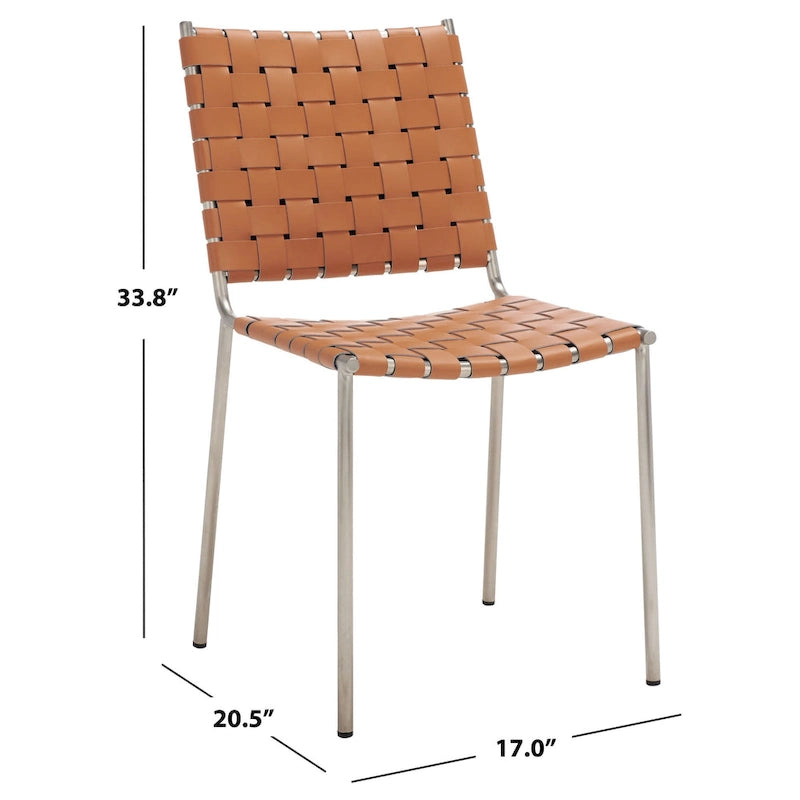 Set di 2 sedie da pranzo in pelle intrecciata, 43.2L x 52.1P x 85.9A cm