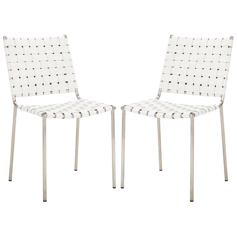 Set di 2 sedie da pranzo in pelle intrecciata, 43.2L x 52.1P x 85.9A cm