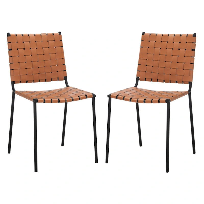 Set di 2 sedie da pranzo in pelle intrecciata, 43.2L x 52.1P x 85.9A cm