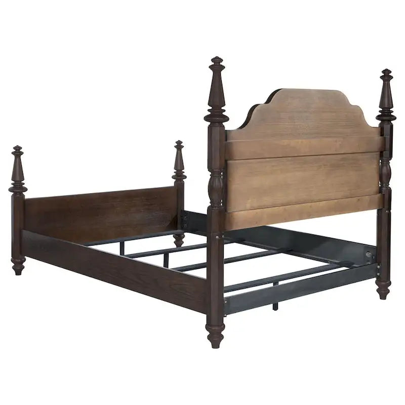 Letto King Size con Testiera Intagliata, Legno Rovere Scuro