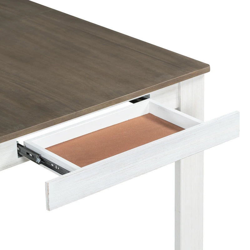 Set di mobili in legno da 7 pezzi, set da cucina con tavolo allungabile con prolunga e 2 cassetti, 6 sedie da pranzo imbottite
