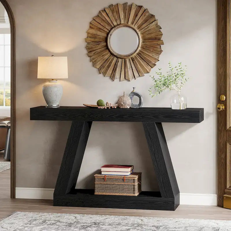 Tavolo Consolle da Ingresso Stile Rustico da 55 Pollici con Contenitore