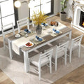 Set da pranzo di 7 pezzi in legno con 6 sedie e tavolo allungabile