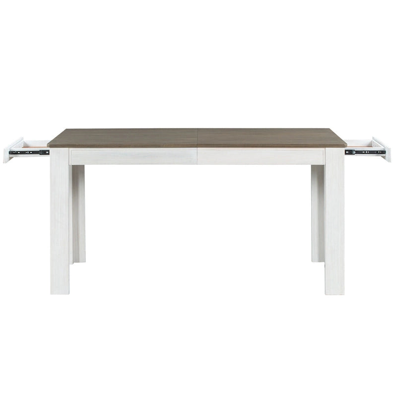 Set da pranzo di 7 pezzi in legno con 6 sedie e tavolo allungabile