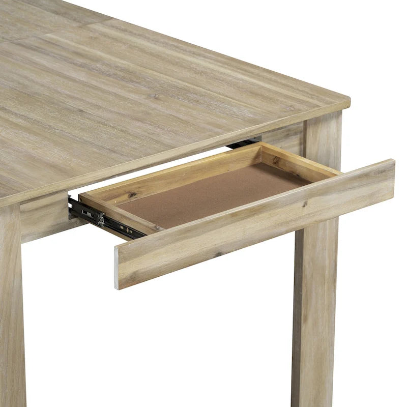 Set da pranzo di 7 pezzi in legno con 6 sedie e tavolo allungabile