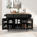 Carrello da Cucina su 5 Ruote, Mobile Bar per Colazione, Isola da Cucina con Ruote e Ribalta, 3 Cassetti e Ripiani Rimovibili