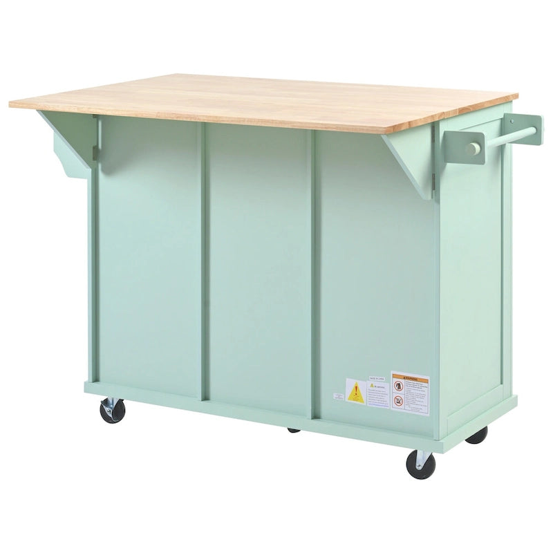 Carrello da Cucina su 5 Ruote, Mobile Bar per Colazione, Isola da Cucina con Ruote e Ribalta, 3 Cassetti e Ripiani Rimovibili