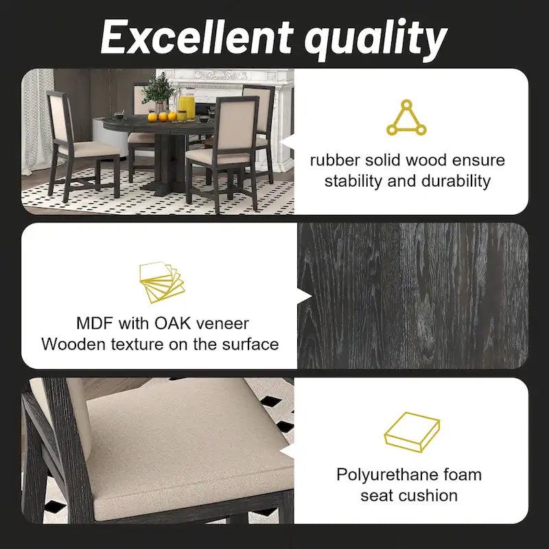Set di 4 sedie da cucina curve con imbottitura e gambe in legno massello per sala da pranzo, cucina, soggiorno, camera da letto