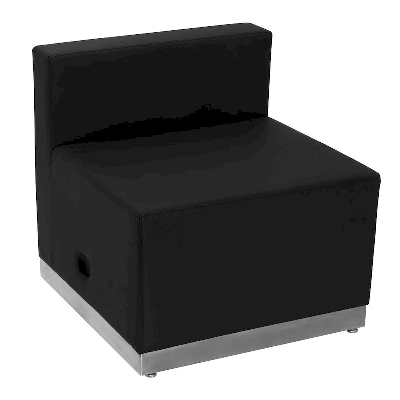 Sedia LeatherSoft con base in acciaio inossidabile spazzolato - Mobili da reception