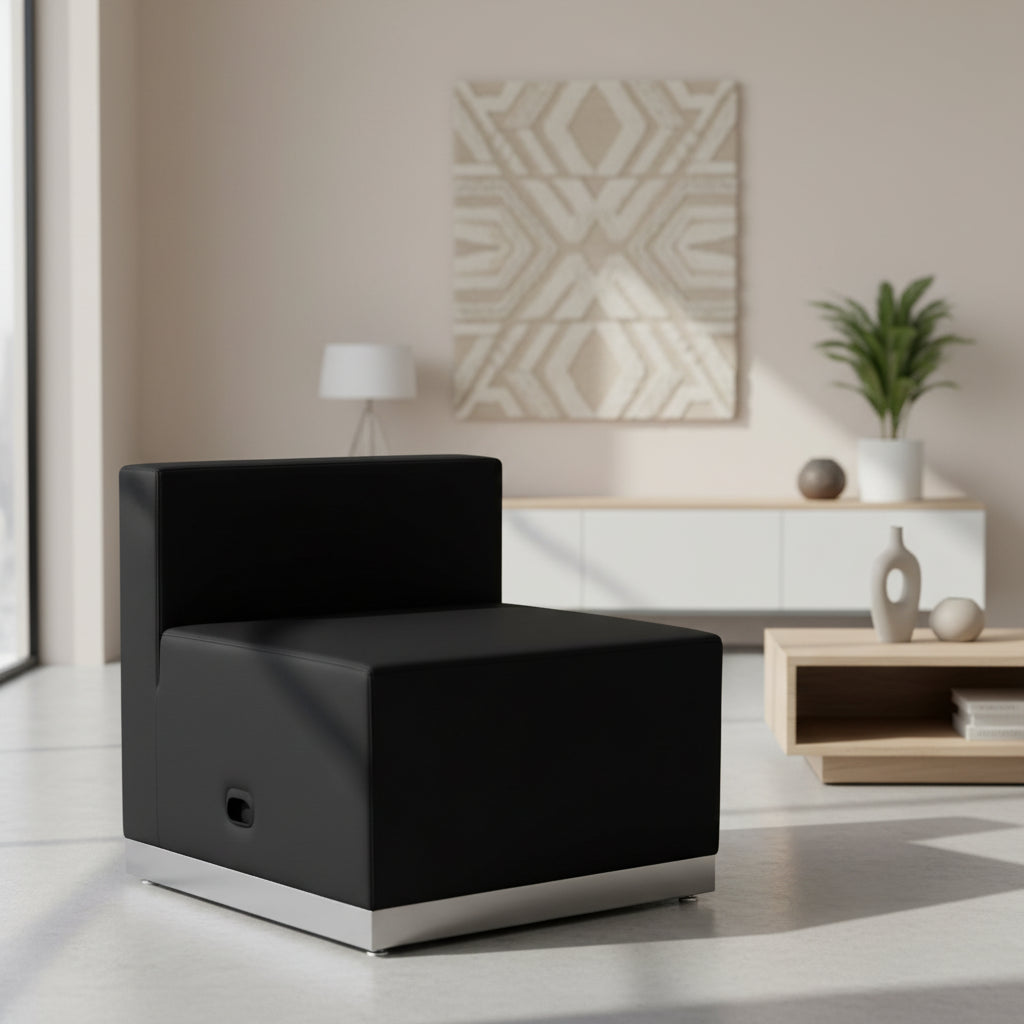 LeatherSoft Chair w/Brushed Stainless Steel Base - Reception Furniture