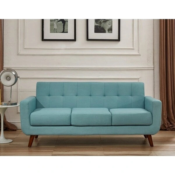 Divano Chesterfield in lino in stile Mid-Century