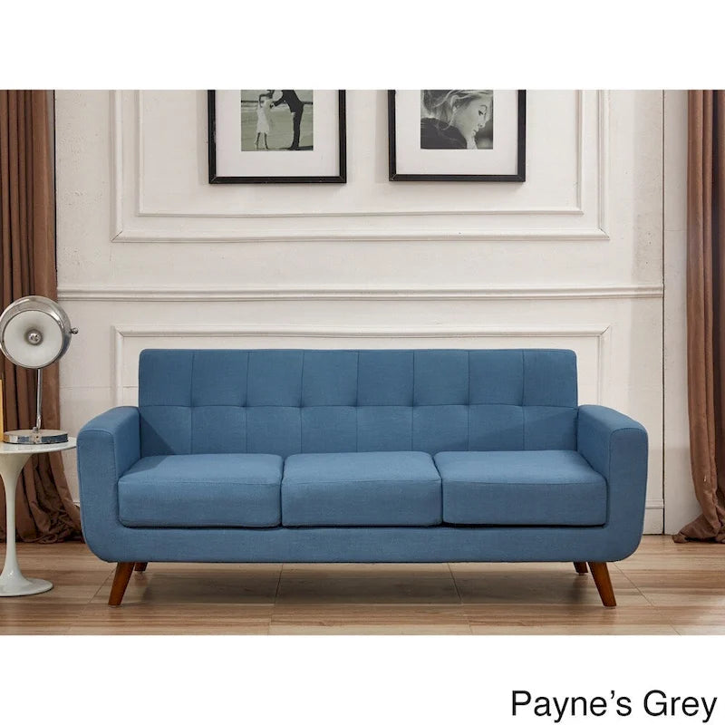 Divano Chesterfield in lino in stile Mid-Century
