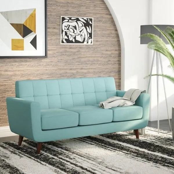 Divano Chesterfield in lino in stile Mid-Century