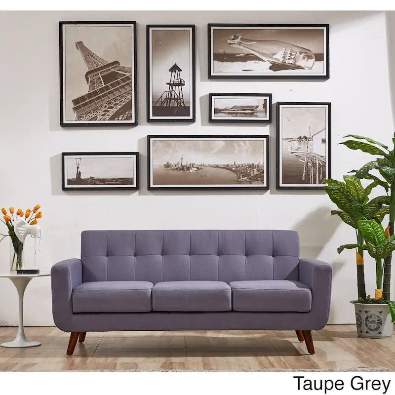 Divano Chesterfield in lino in stile Mid-Century