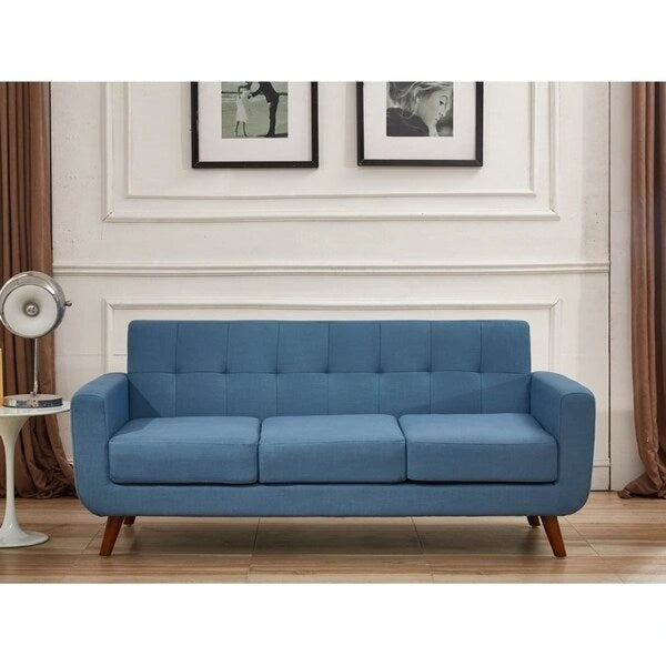 Divano Chesterfield in lino in stile Mid-Century