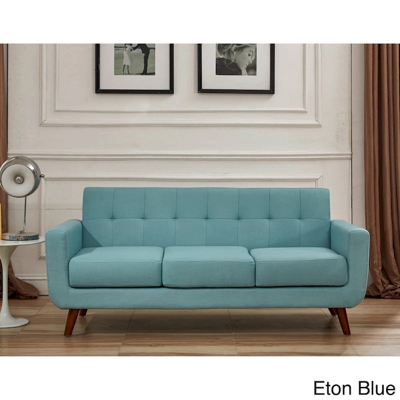Divano Chesterfield in lino in stile Mid-Century