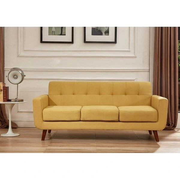 Divano Chesterfield in lino in stile Mid-Century