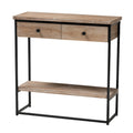Consolle moderna industriale con 2 cassetti, legno marrone naturale e metallo nero